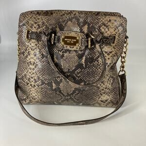 Michael Kors, large tan and black animal print shoulder bag